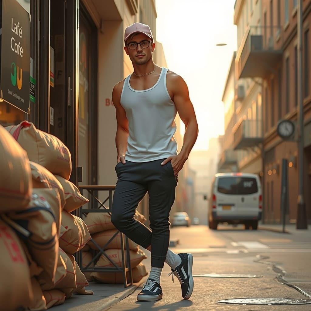 Athletic Man in New York at Dawn