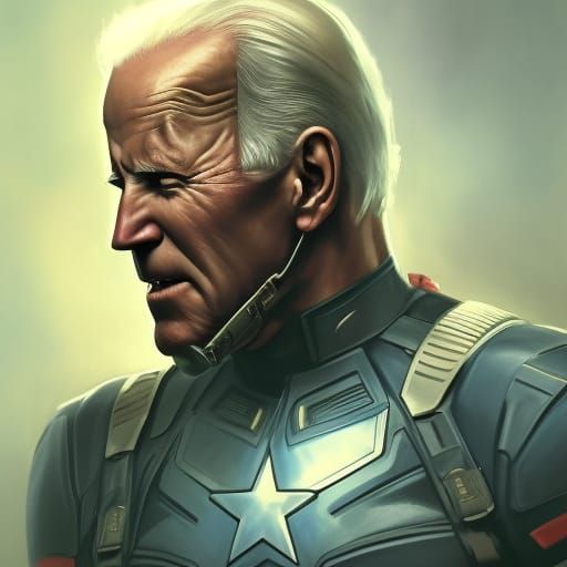 Joe Biden as Captain America: Hyperdetailed Portrait