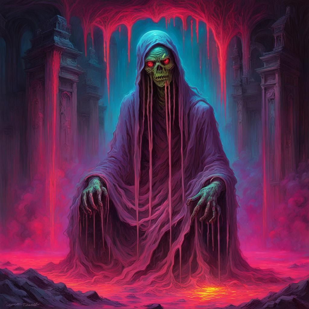 Melting Neon Colors in Horror Style