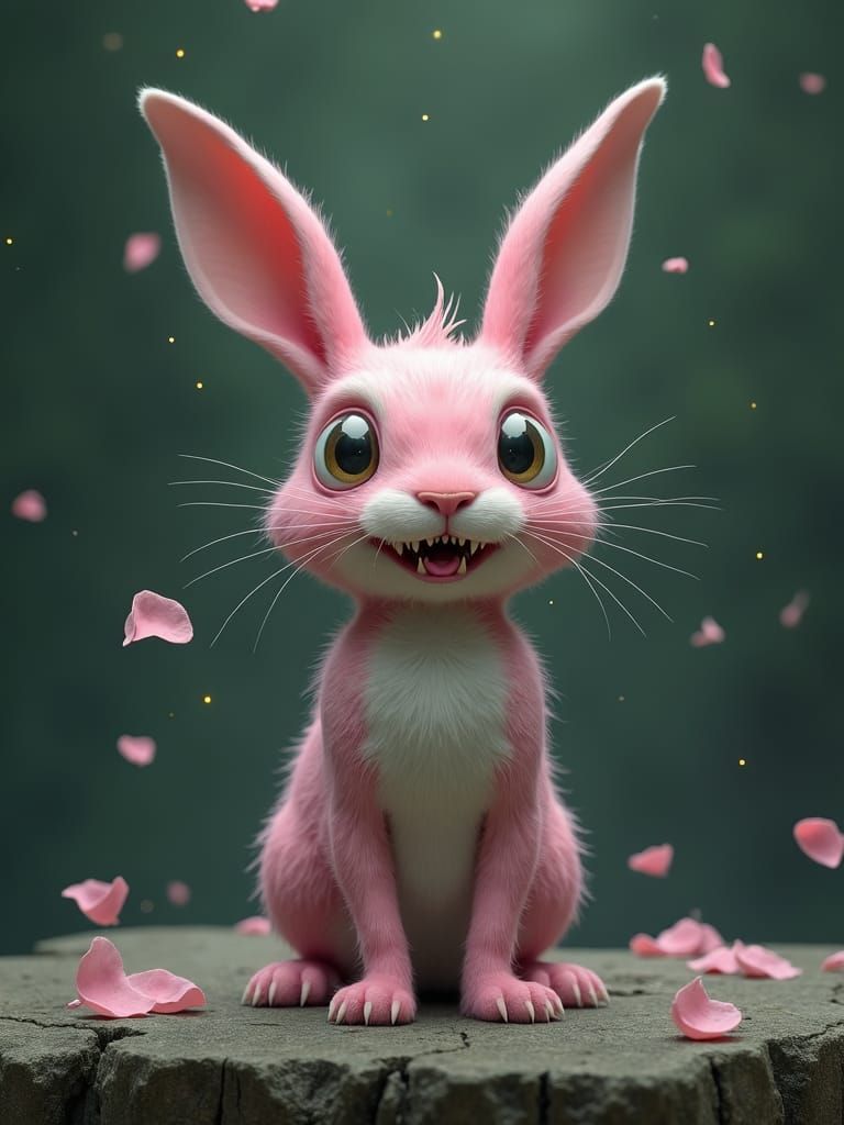 Pink Rabbit in Surreal Digital Illustration Style