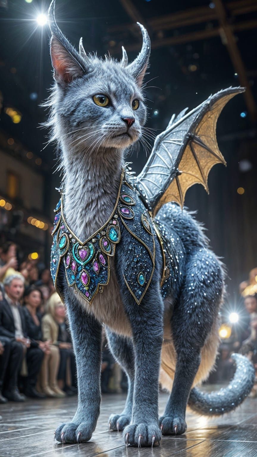 Dragon Cat Showcases Ethereal Beauty in Runway Fashion