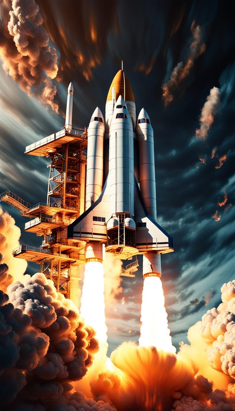 Rocket Launch in Dramatic Digital Art