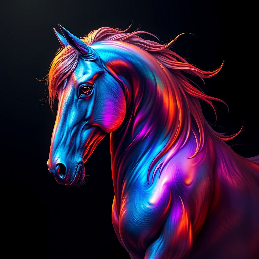 Iridescent Horse in Fantasy Digital Art Style