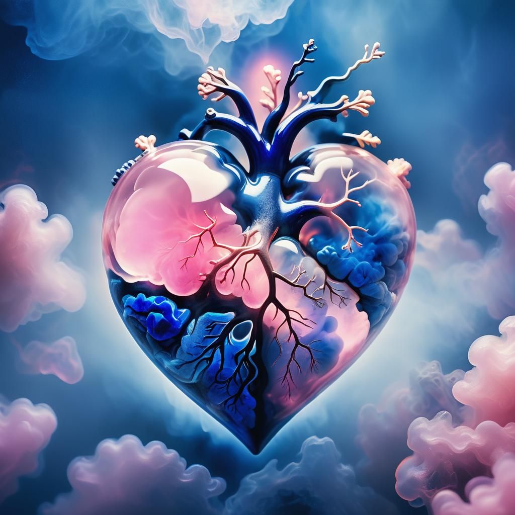 Dreamlike Double Exposure: Quartz Heart and Lapis Brain