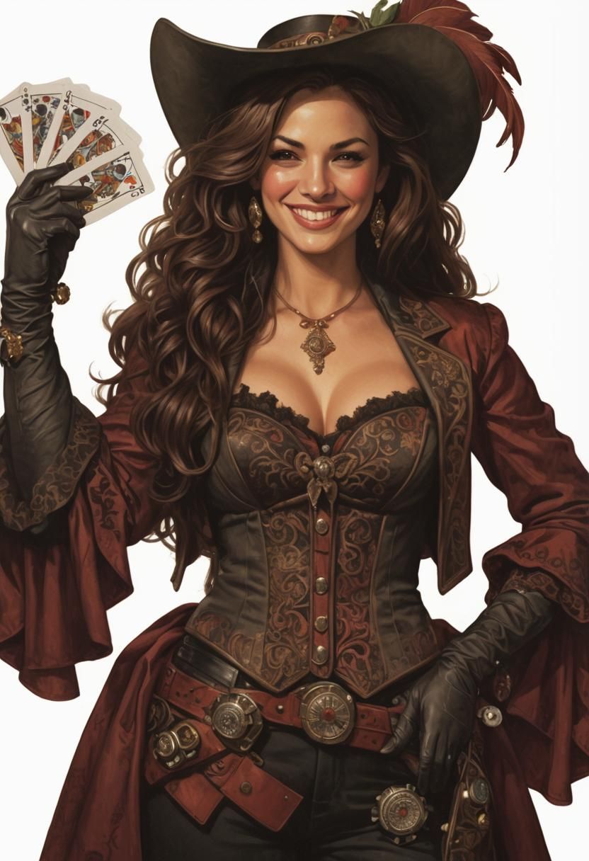 Elegant Lady Poker Pro in Victorian Era Style
