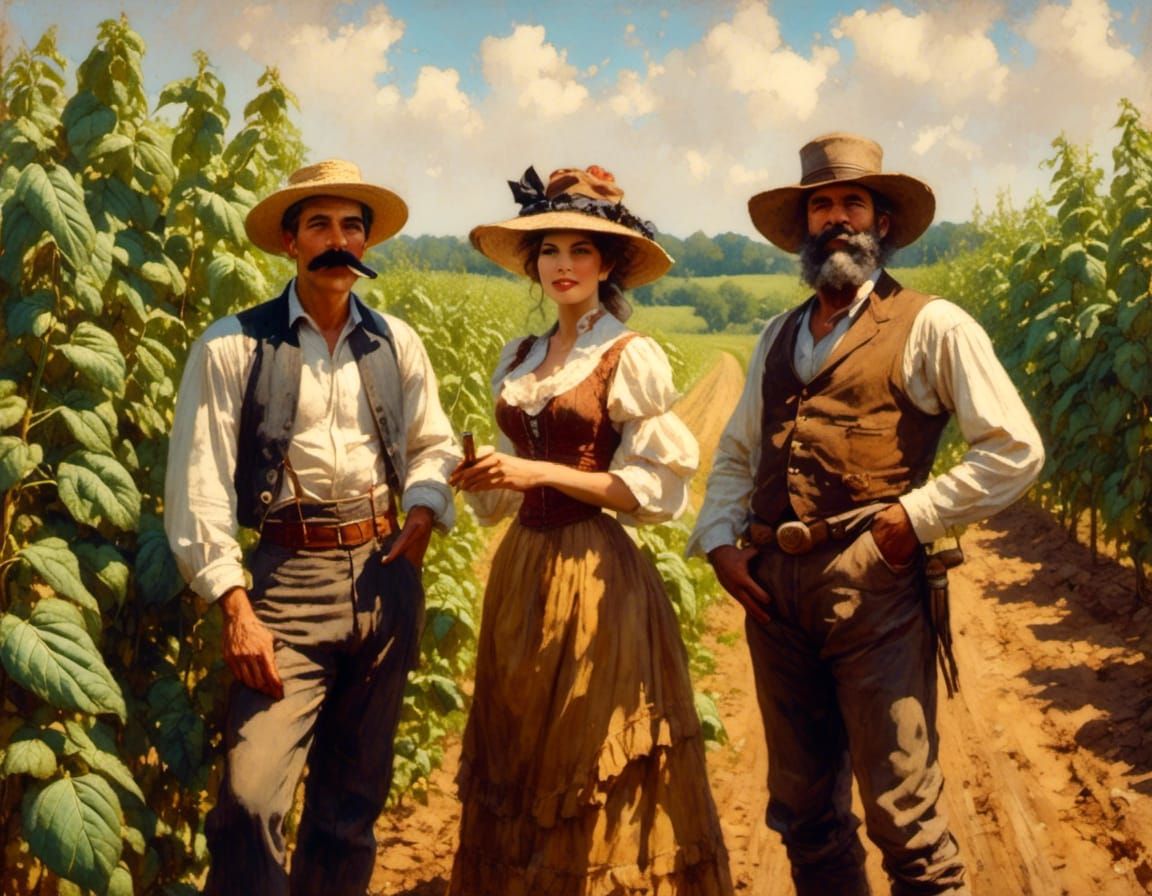Tobacco Farmer and Wife in Virginia, Oil Painting