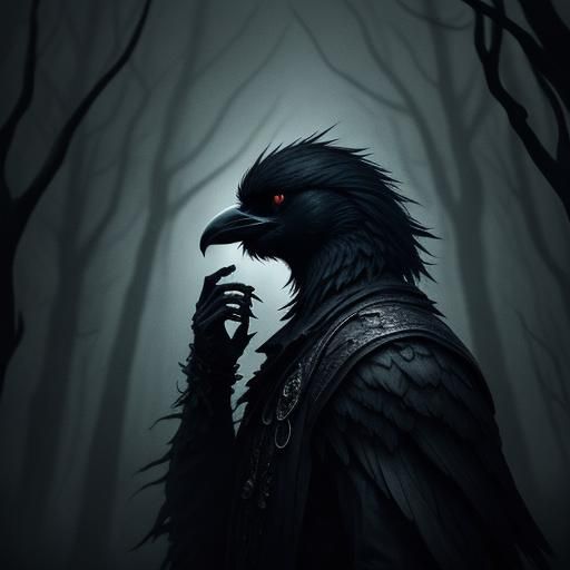 Crow Receives Blood Transfusion in Dark Fantasy Illustration
