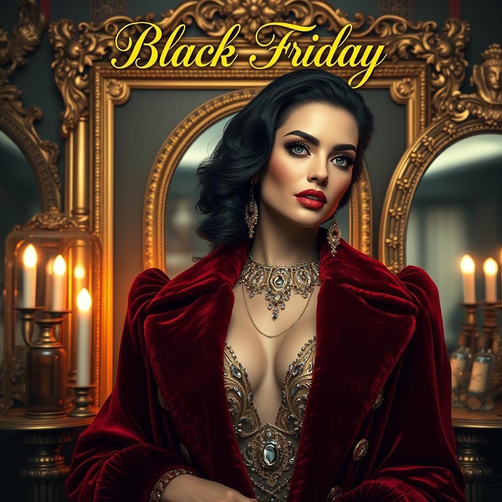 Opulent Black Friday Banner in Renaissance Style