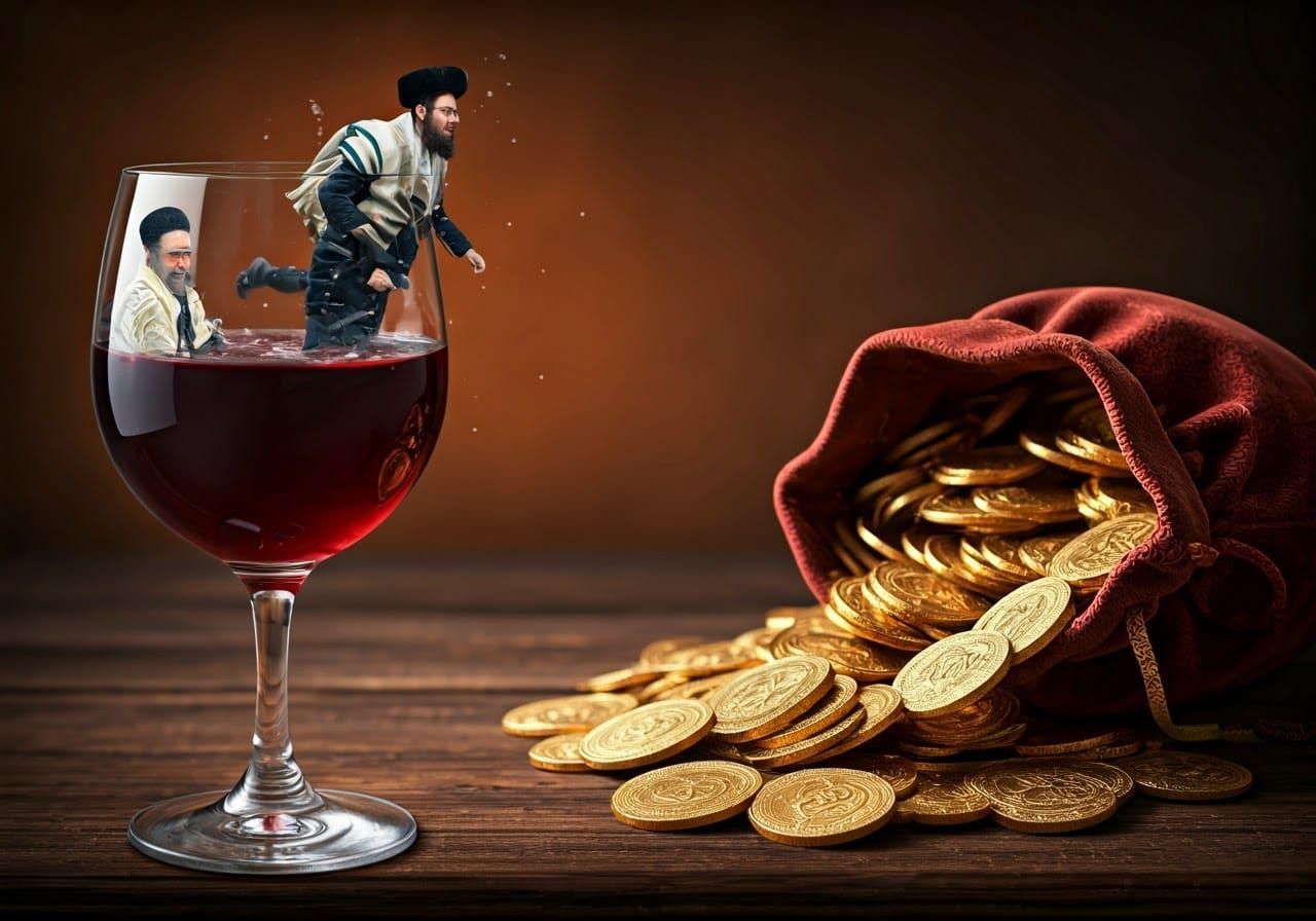 Jewish Men Swim in Wine and Gold, Whimsical Fantasies