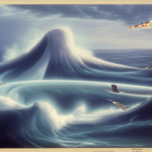 Tsunami Waves Crashing California Coastline