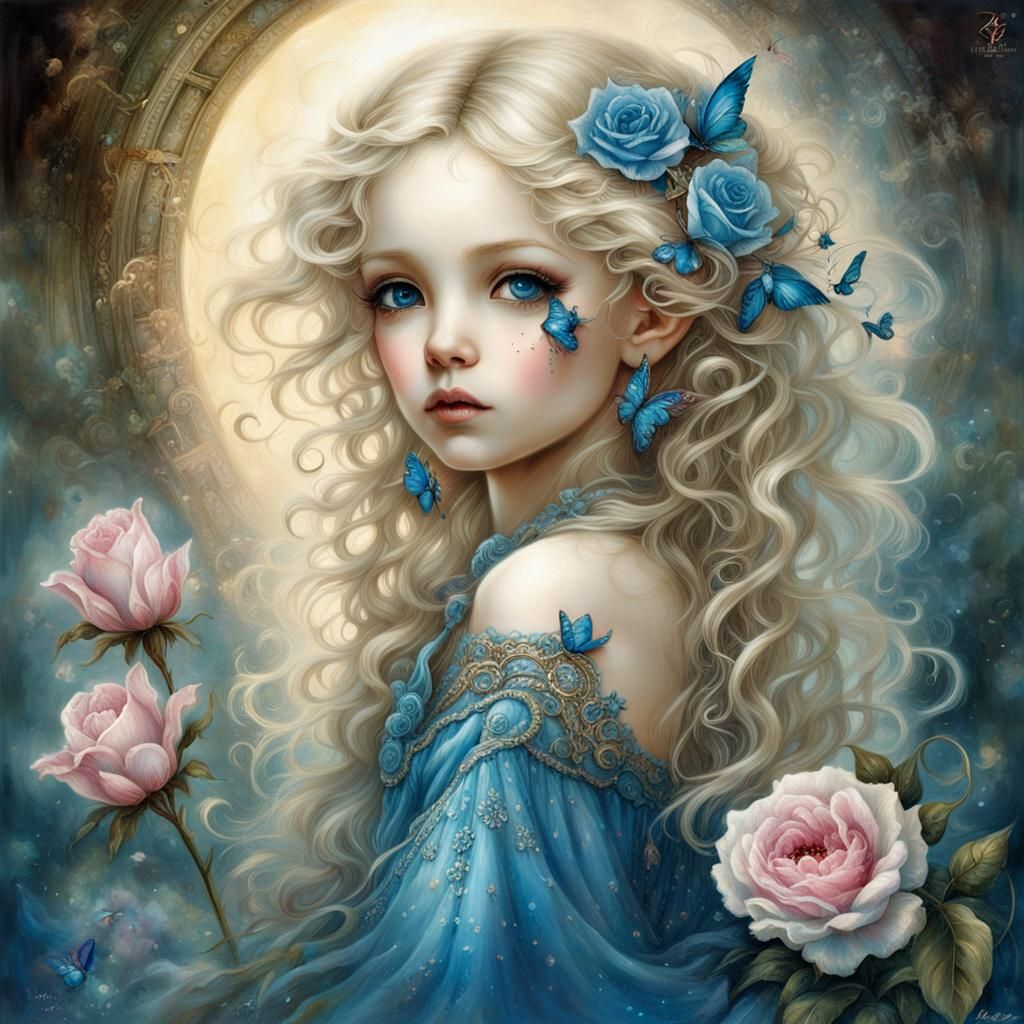 Glamour Portrait: Blonde Woman in Shimmering Fantasy Art