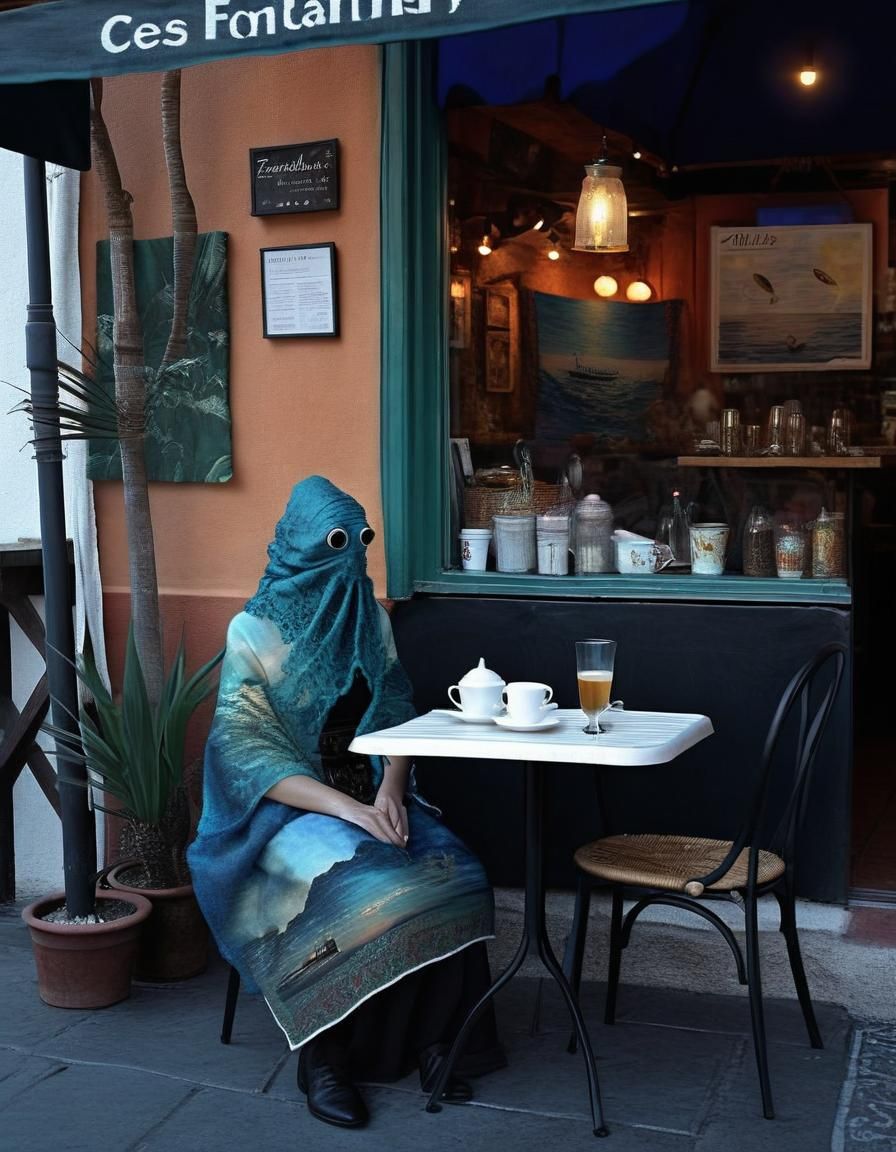 Anthropomorphic Cedilla in Street Cafe Character Design