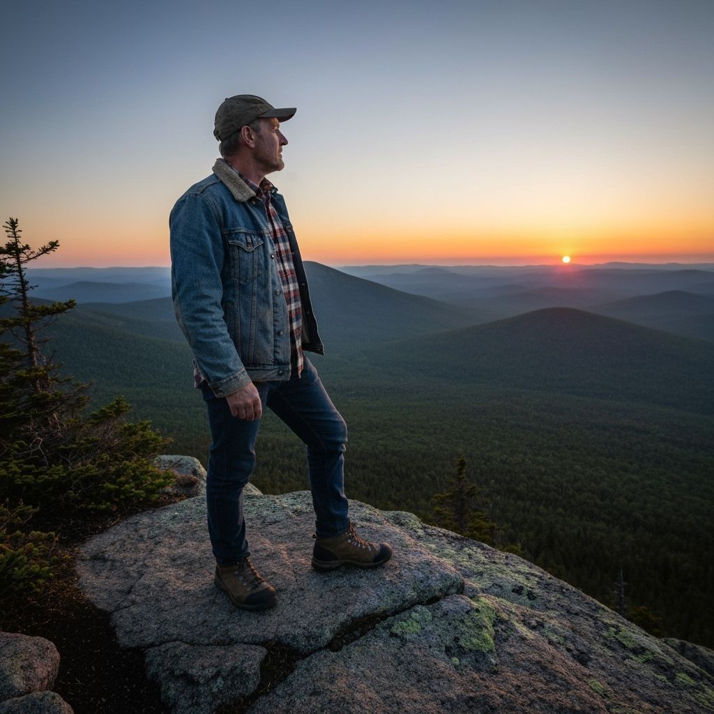 Contemplative Figure at Sunset, Landscape Art