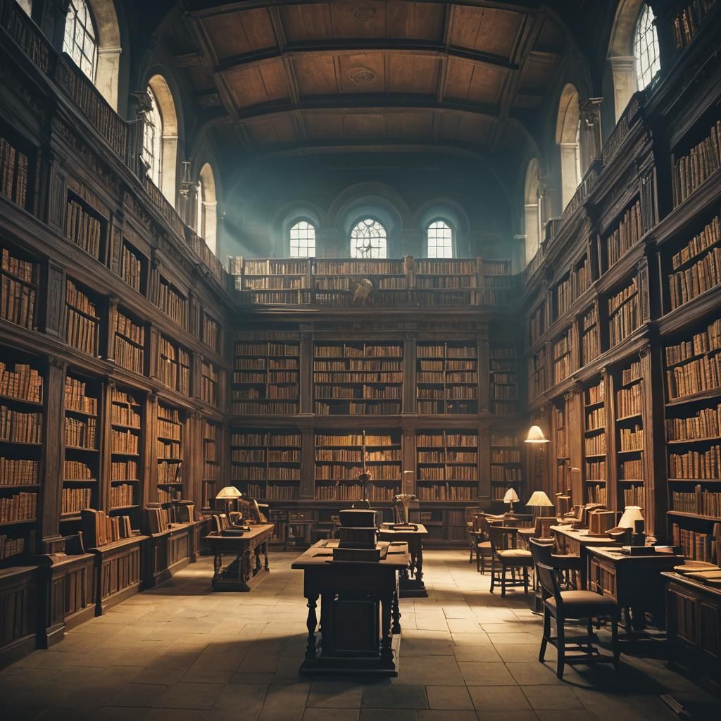 Epic Ancient Library with Cinematic Lighting