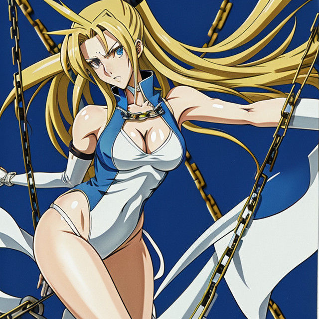 Millia Rage in a Retro Anime Aesthetic