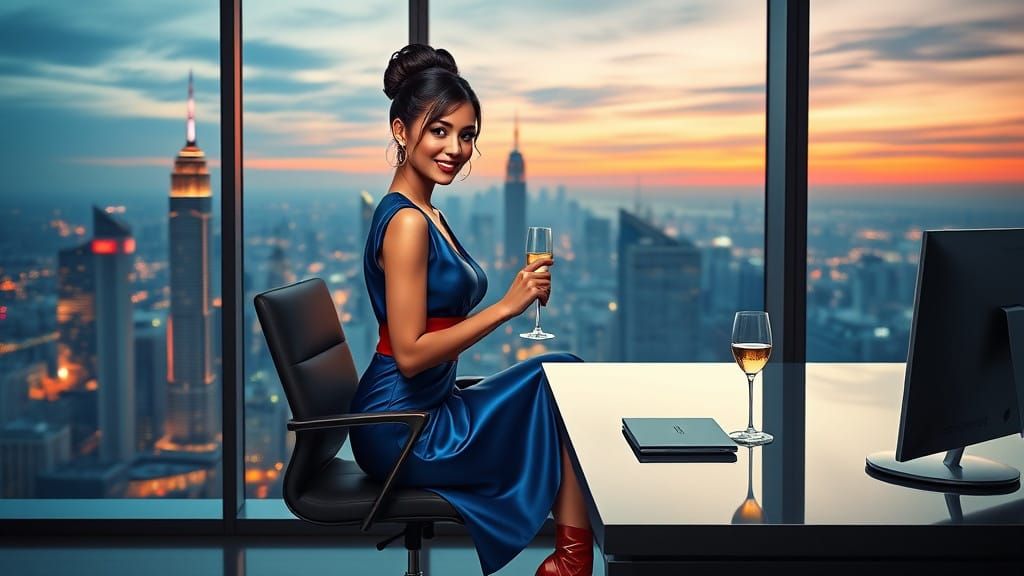 Elegant Latina American Secretary in Modern Office