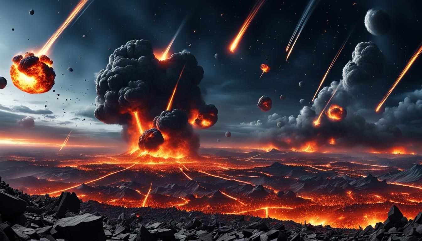 Infernal Landscape with Meteors in High Detail