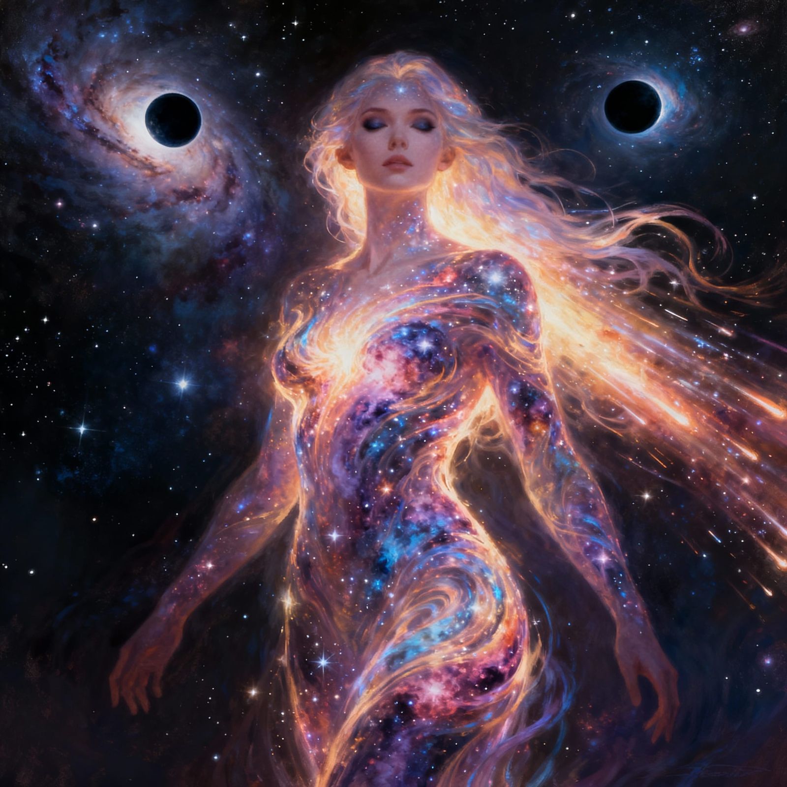 Celestial Woman of Stardust and Nebulae