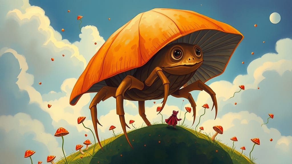 Koshchei Rides a Toad through Golden Sky, Digital Art