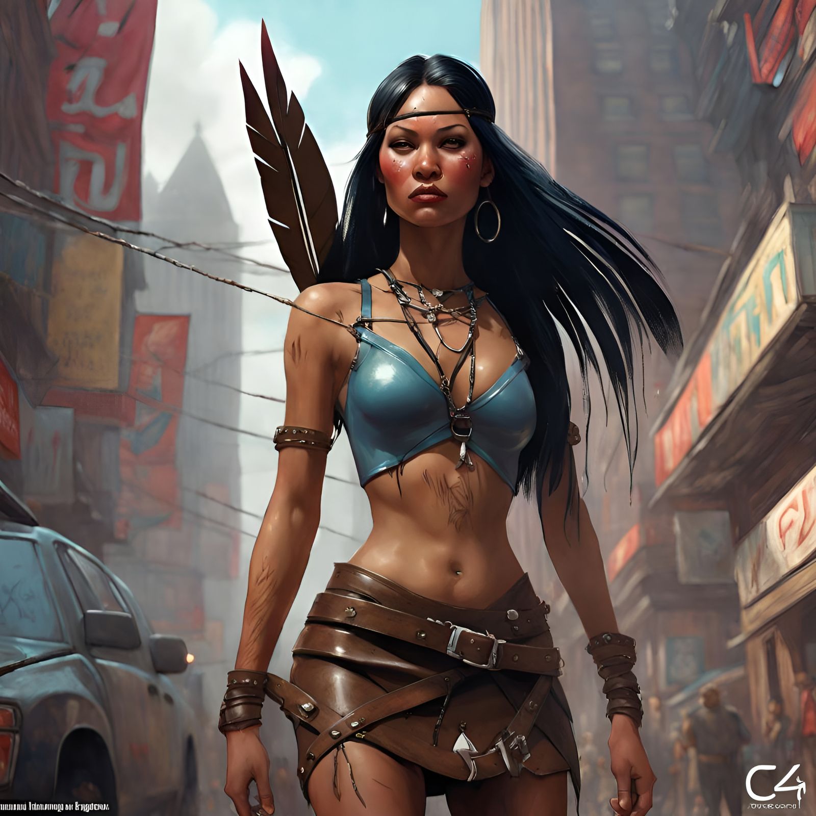 Pocahontas as Delinquent in Hyperdetailed Digital Art