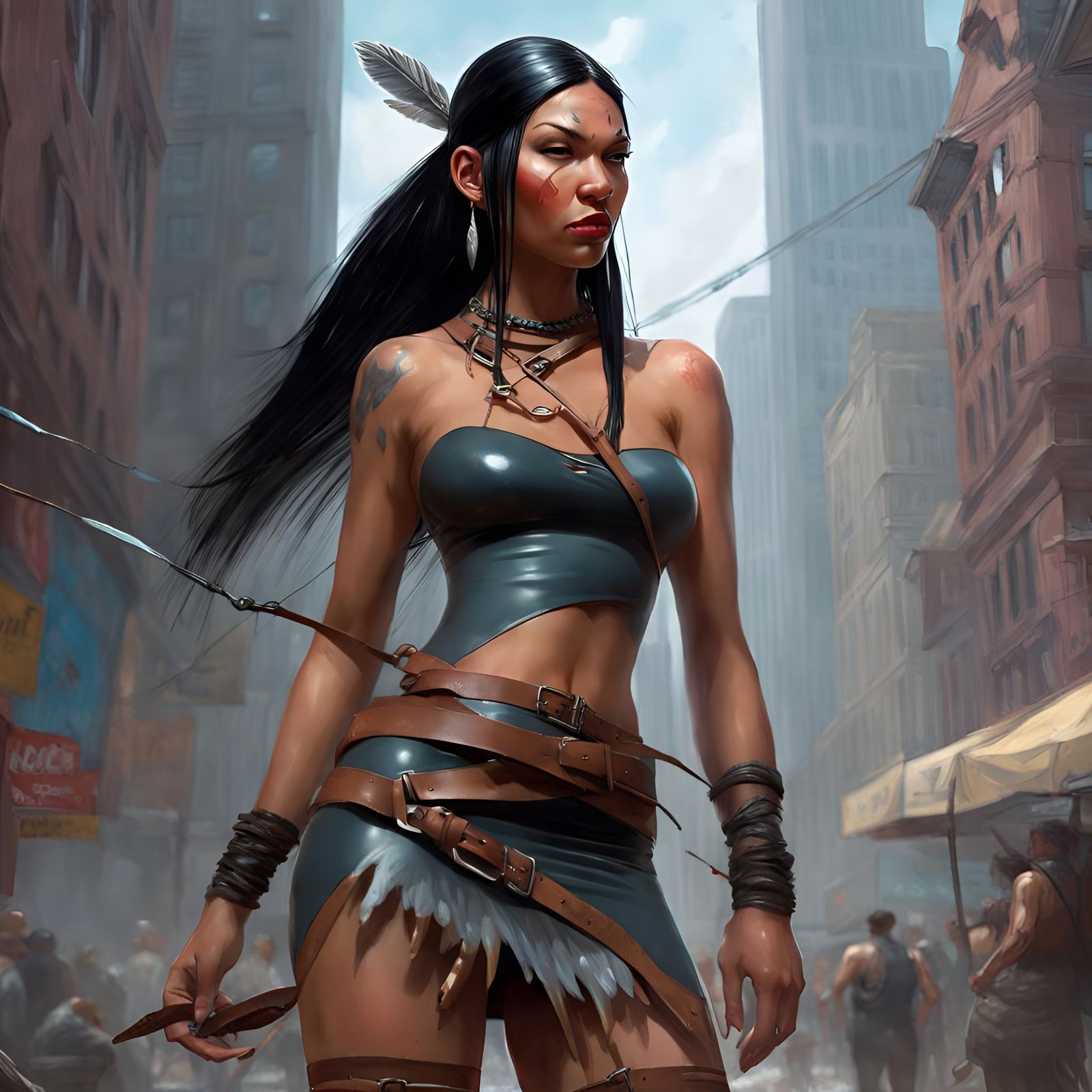 Pocahontas as a Delinquent in Latex Outfit