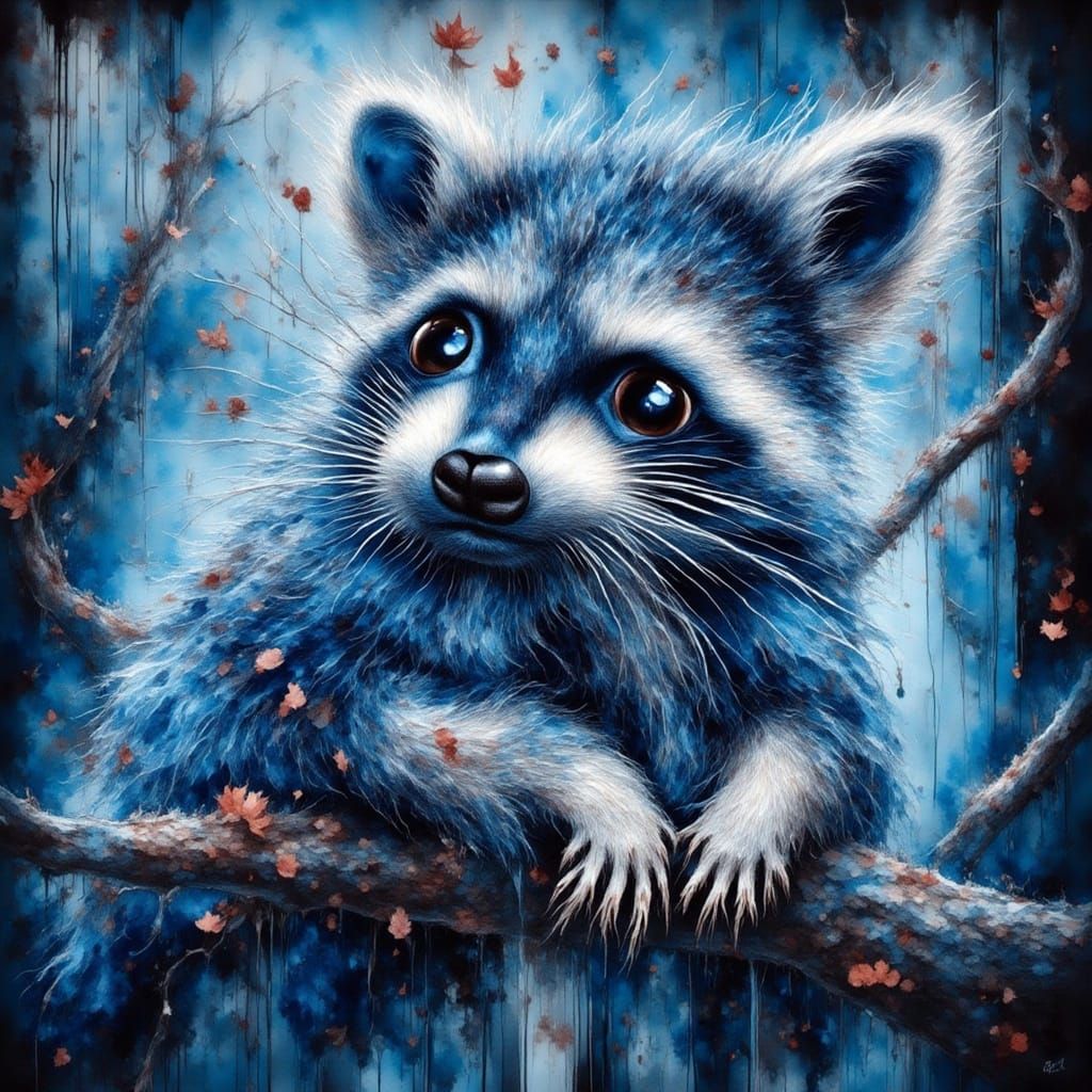 Ethereal Raccoon Masterpiece in Vibrant Watercolor