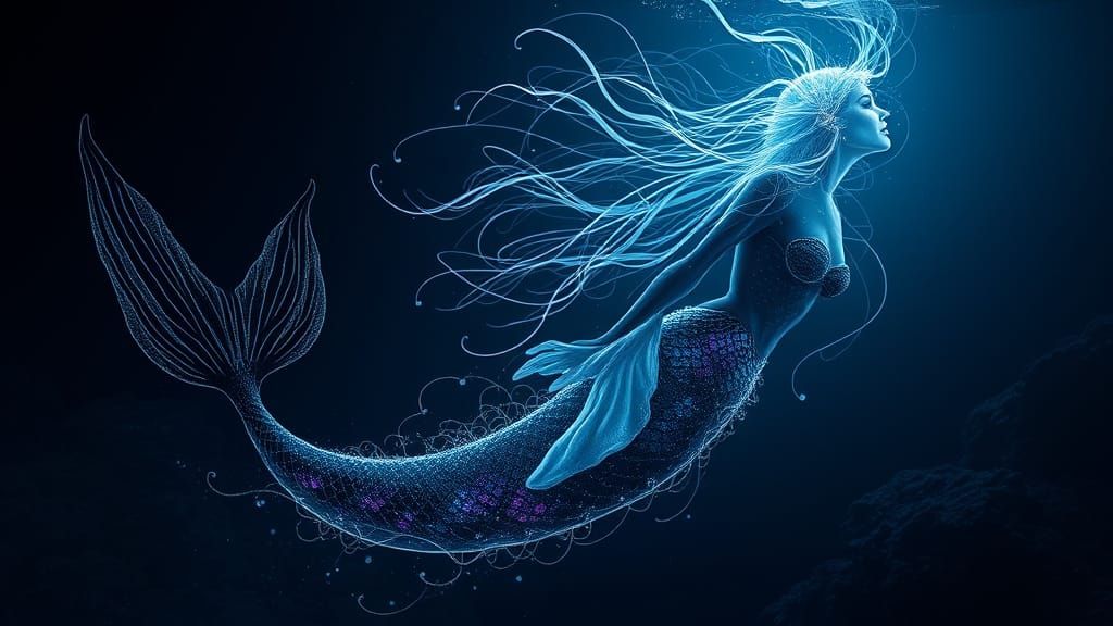 Ethereal Dark Mermaid in Vibrant, Gothic Style