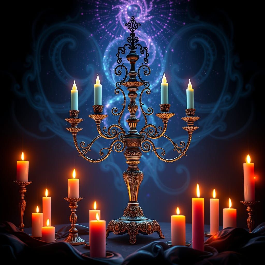 Ethereal Candelabra in Abstract Vector Art