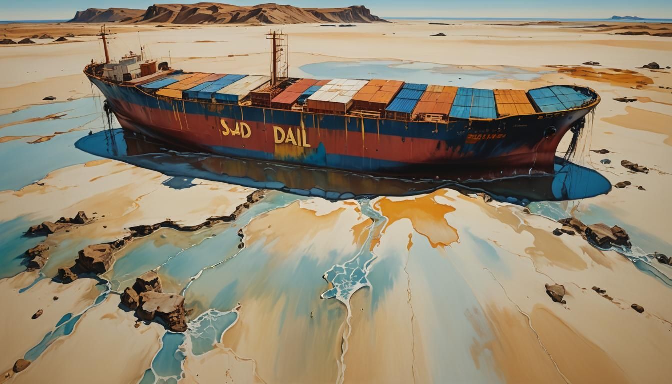 Melting Cargo Ship Unloads Fantastical Cargo on Desert Islan...