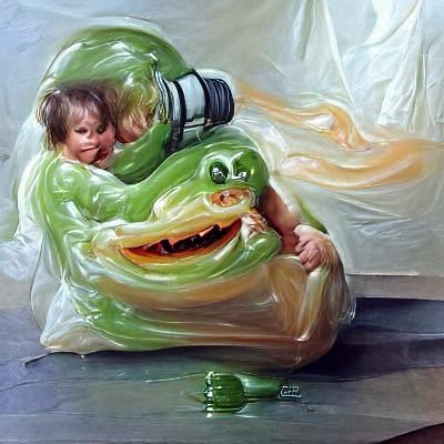 Disturbing Slimer Scene as Oil Painting