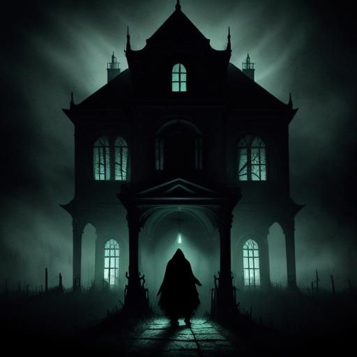 Creepy Figure in Haunted Mansion: Dark Surrealism