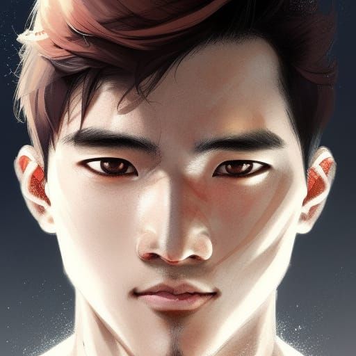 Handsome Japanese Boy Portrait in Hyperdetailed Style