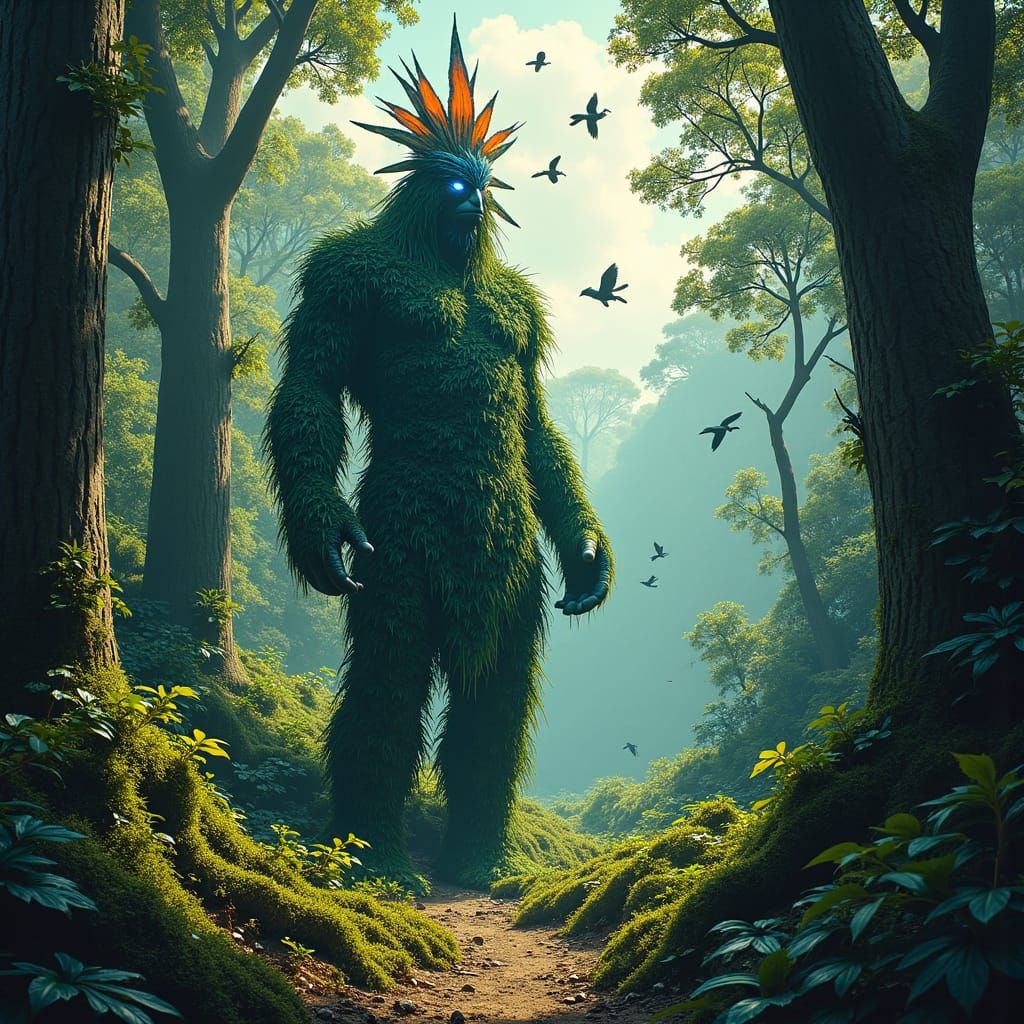 Majestic Forest God in Emerald Foliage