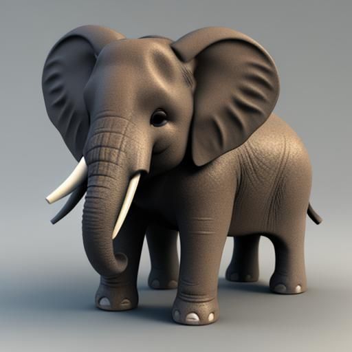 Kawaii 3D Cartoon Elephant Illustration