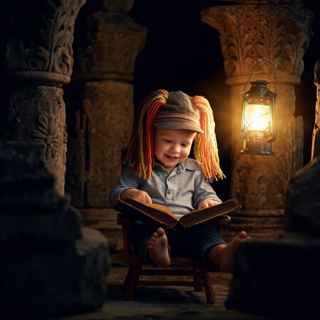 Boy in Ruins, Whimsical Illustration Style