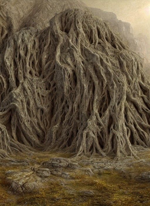 Monumental Eroded Face with Robotic Elements