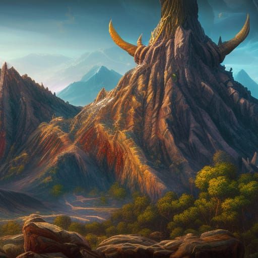 Mount Olympus: Detailed Matte Painting in Deep Color