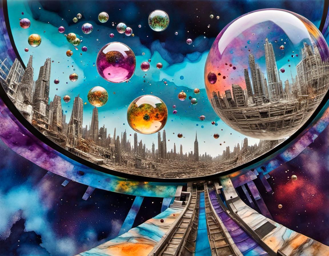 Orbital Habitat Shopping Deck in Paint Splatter Style