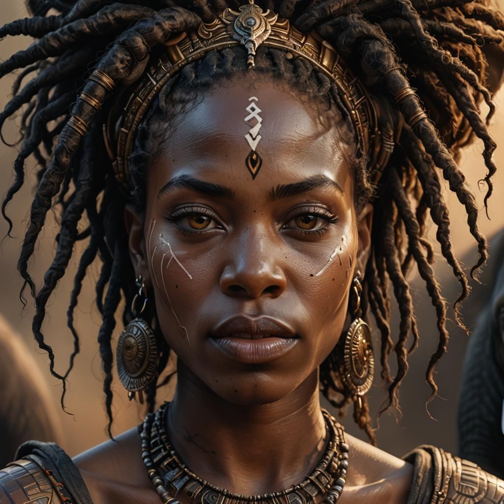 Beautiful Black African Queen in Cinematic Oil Painting