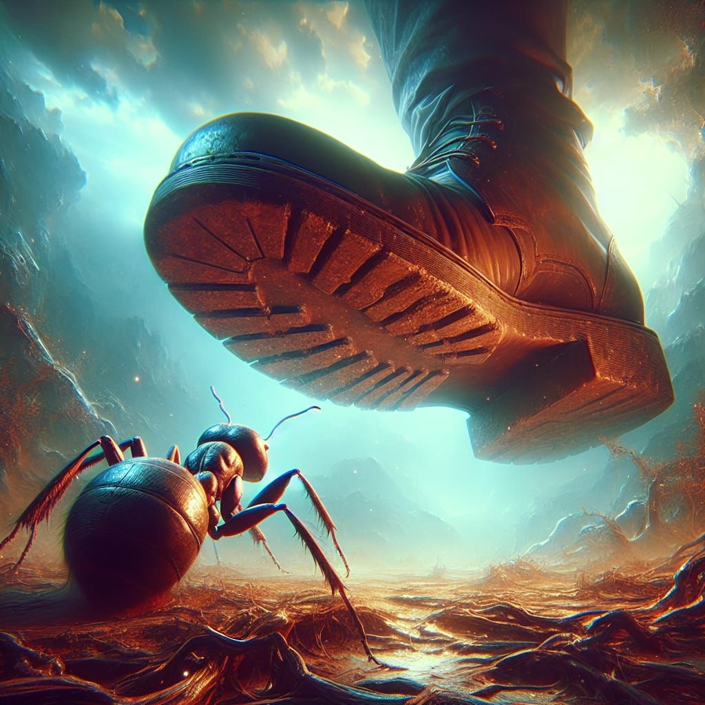 Petrified Ant: A Bottom-Up View in Matte Painting Style