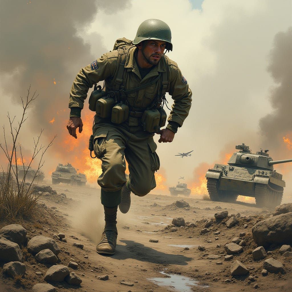 Gritty World War 2 Battle Scene in a Realistic Style