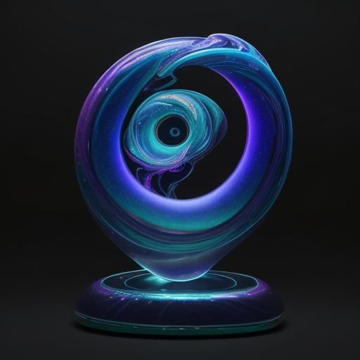 Surreal holographic blue Multi chromatic spiral with holographic purple accents and holographic green accents and hologr...