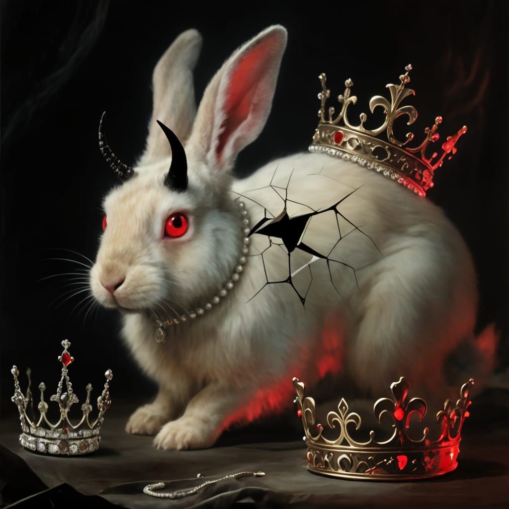 Rabbit Deity Adorned with Crowns and Tiaras