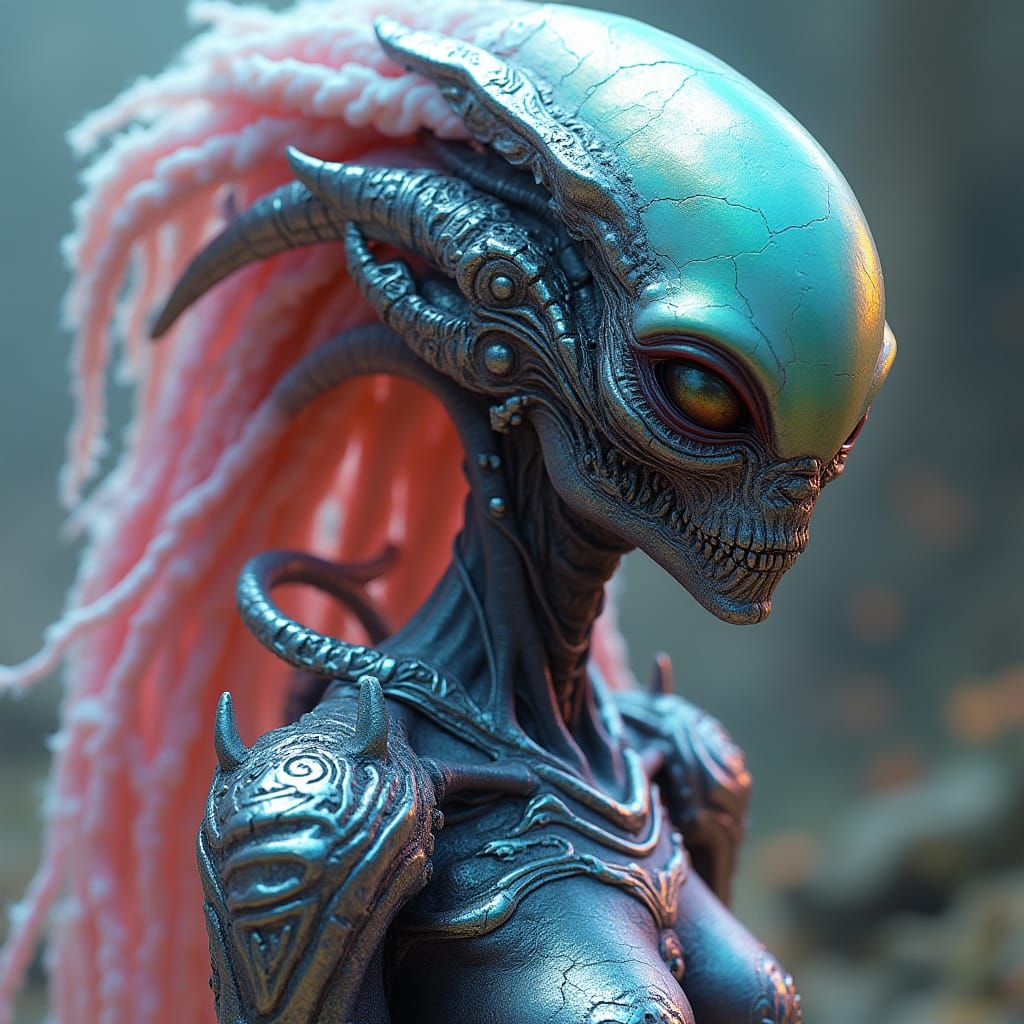 Iridescent Alien in Glass Armor: Futuristic Concept Art