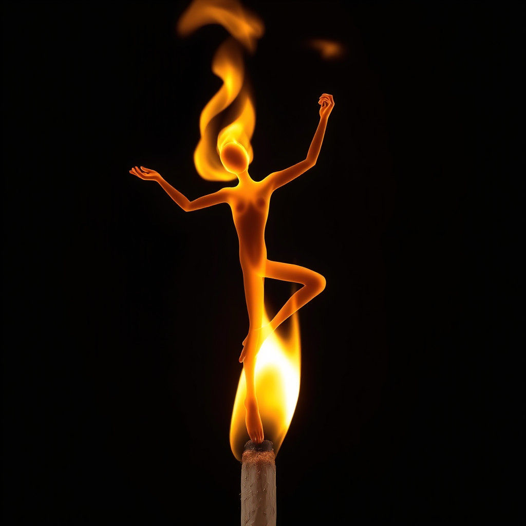 Flaming Dancer on a Match Head