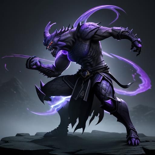 Shadow Dragonborn Monk in Anime Style