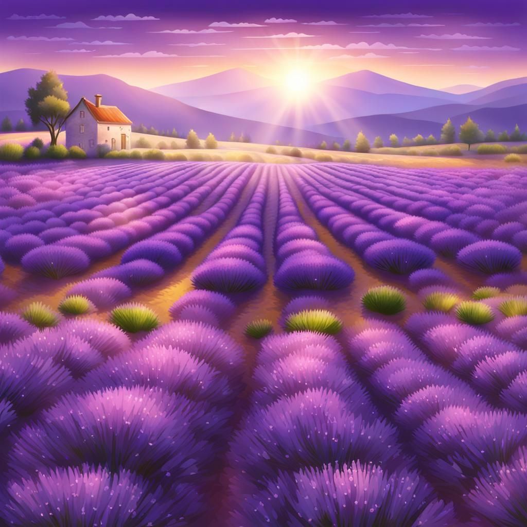 Blooming Lavender Fields Bathed in Sunlight
