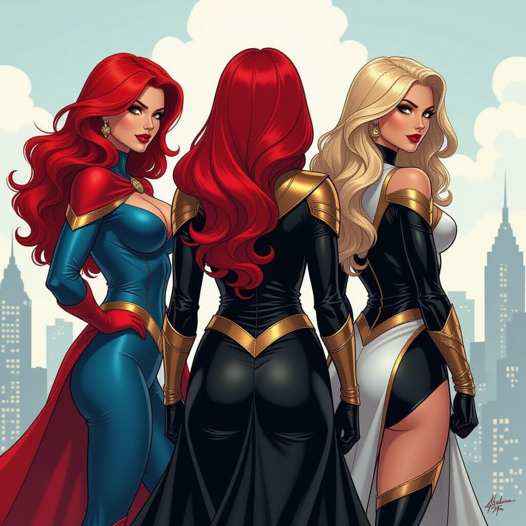 Superheroines in Comic Book Art Style