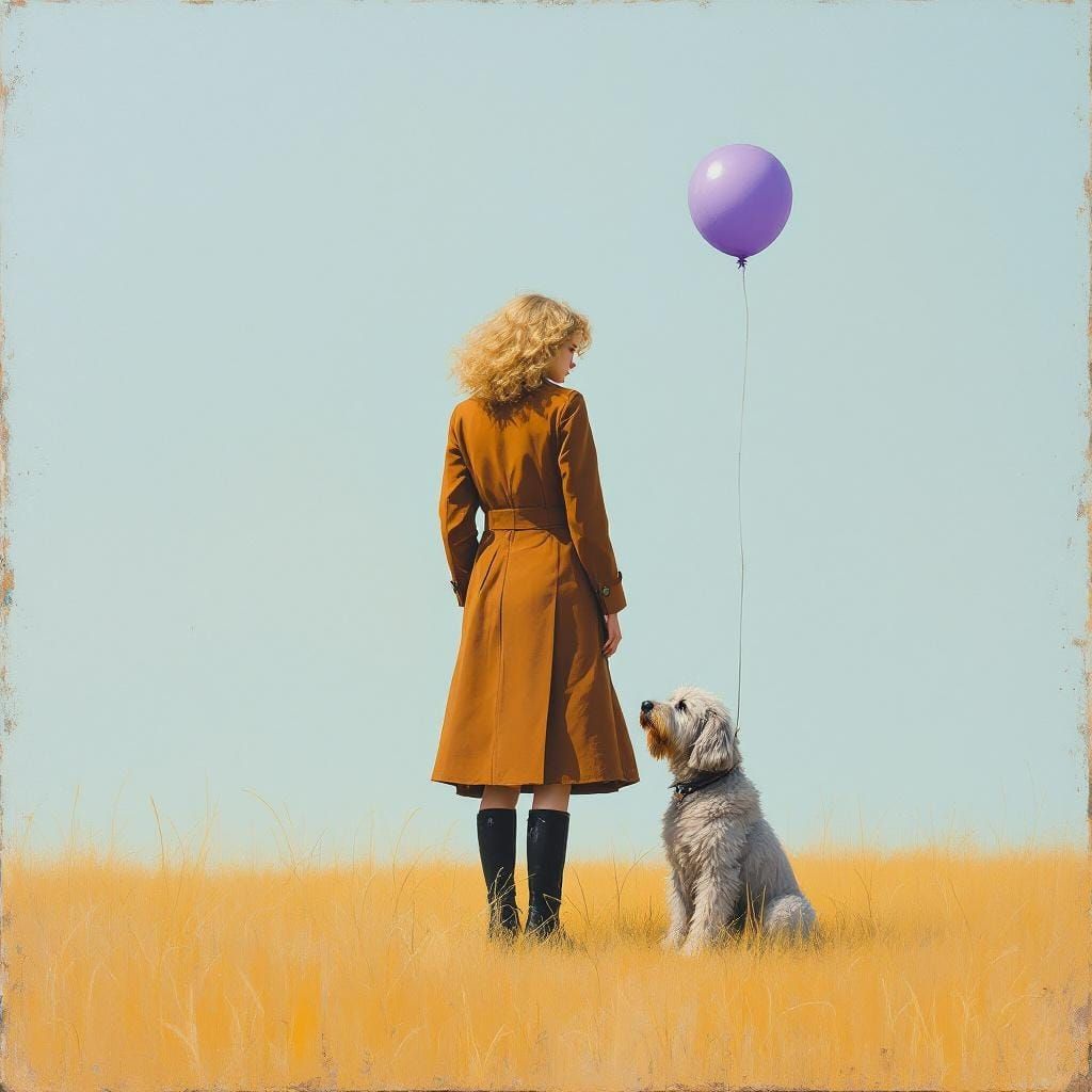 Abstract Portrait with Woman, Dog, and Balloon