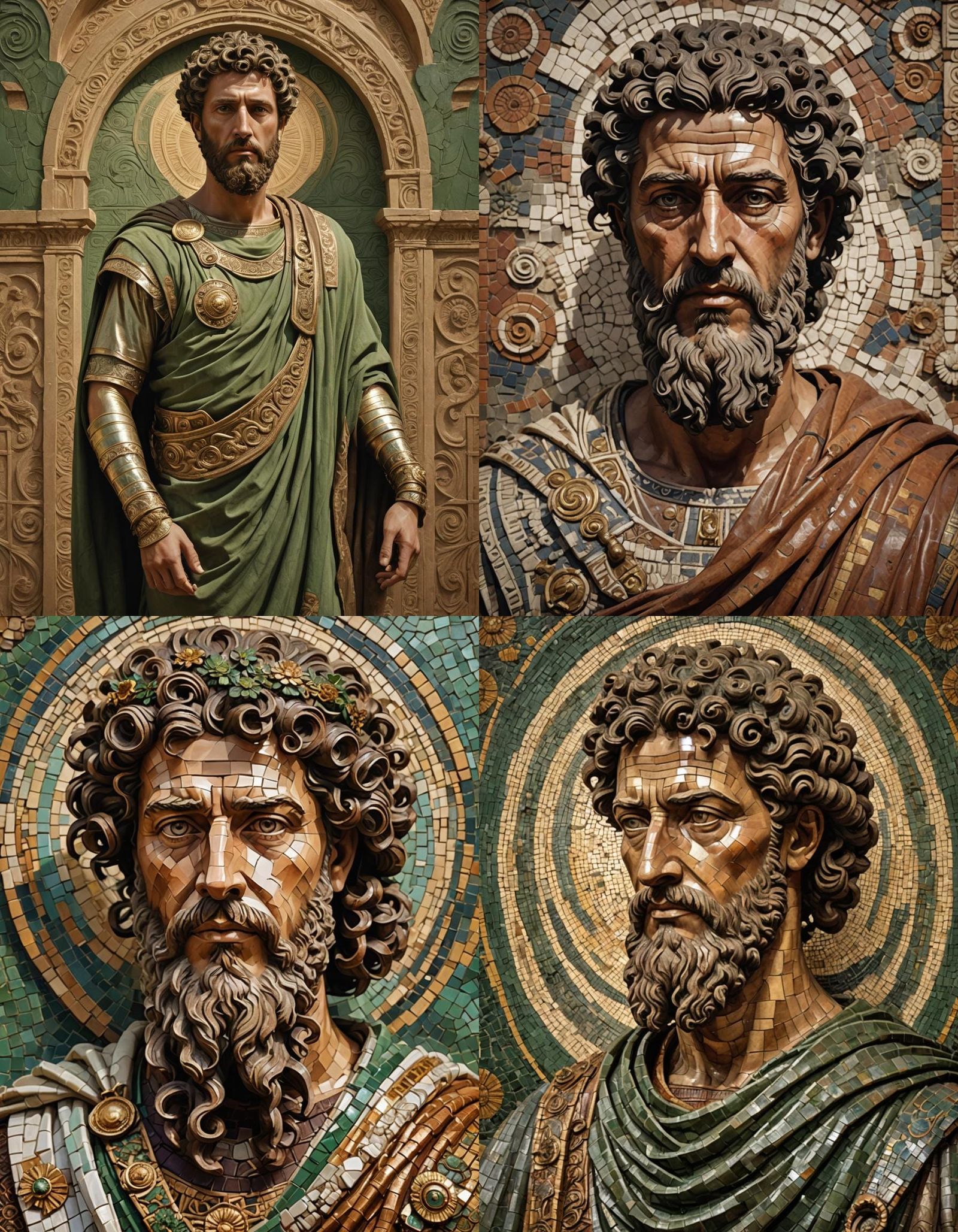 Mosaic Portrait of Roman Emperor Marcus Aurelius